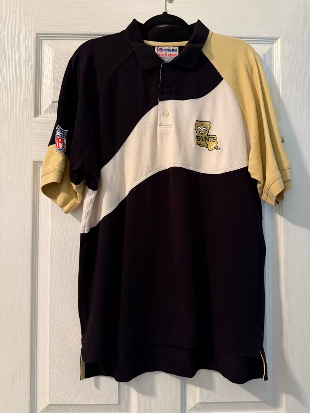 Reebok Black, Cream & Gold New Orleans Saints Polo